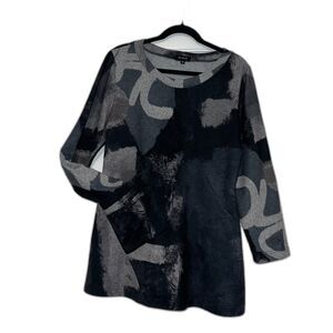 Damee New York Fleece Tunic Sz M abstract print soft fleece fabric long sleeve
